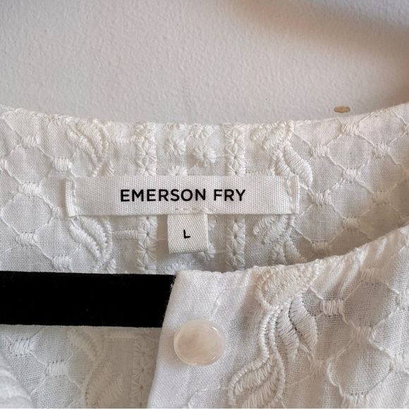 Emerson Fry Marion Blouse White Embroidered Flutter Sleeve Large - Picture 4 of 6